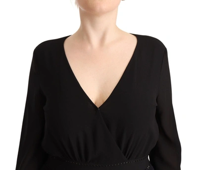 Shop Liu •jo Liu Jo Black Polyester Long Sleeves V-neck Mini A-line Women's Dress