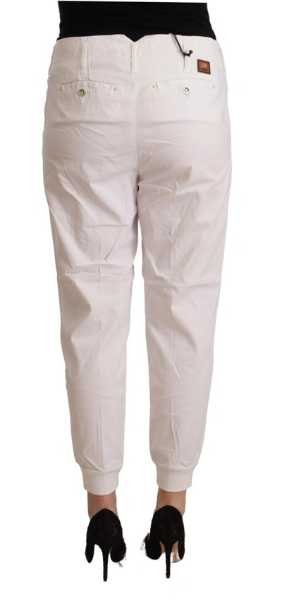 Shop Met White Cotton Mid Waist Tapered Cropped Women's Pants
