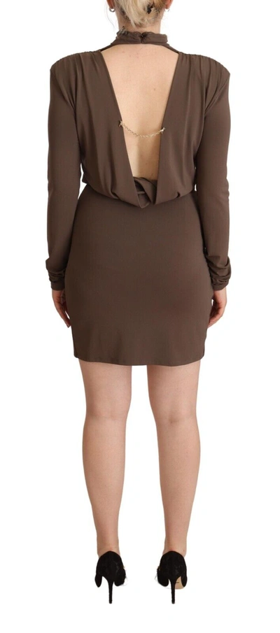 Shop Patrizia Pepe Brown Acetate Long Sleeves Turtle Neck Sheath Women's Dress