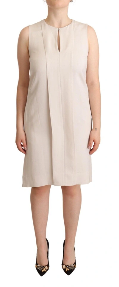 Shop Peserico Beige Sleeveless Round Neck Knee Length Shift Women's Dress