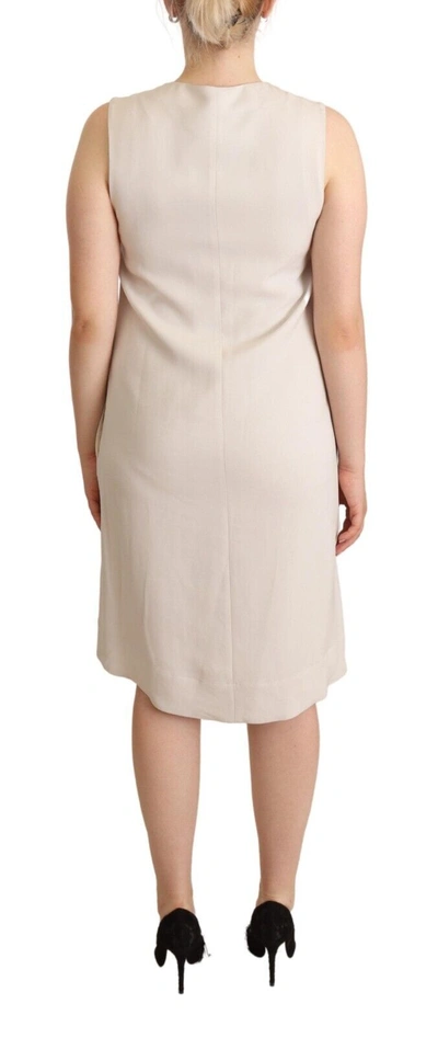 Shop Peserico Beige Sleeveless Round Neck Knee Length Shift Women's Dress