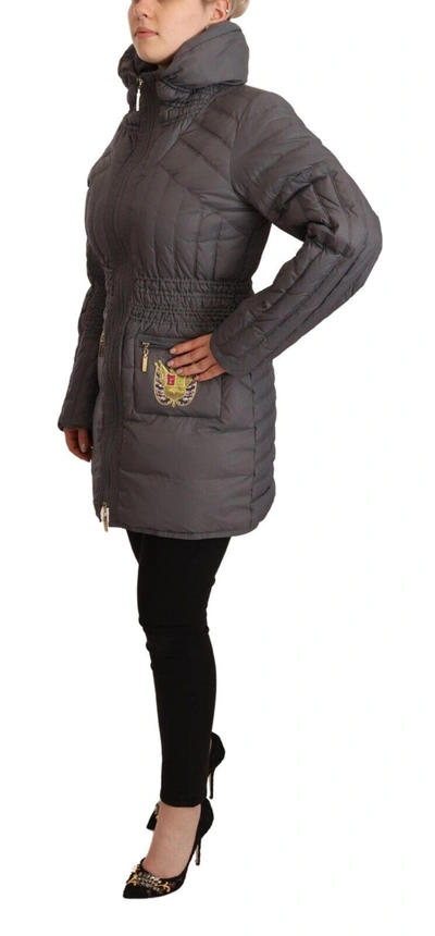 Shop Roccobarocco Gray Quilted Long Sleeves Logo Patch Full Zip Women's Jacket