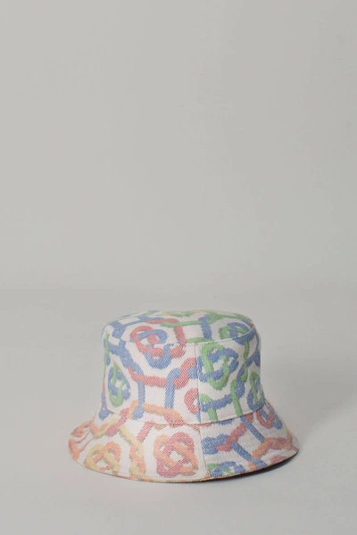 Casablanca Printed Denim Bucket Hat In Rainbow Monogram
