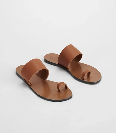 Shop Atp Atelier Astrid Brandy Leather Flat Sandals In Brown