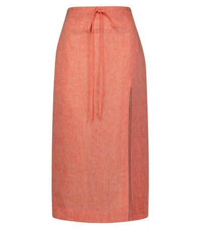 Shop Matthew Bruch Drawstring Slit Midi Skirt In Red