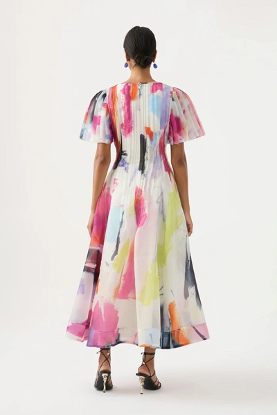 Shop Aje Nova Pleated Midi Dress In Multi