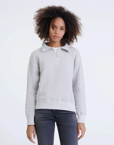 Shop Re/done 70s Half Zip Sweatshirt In Heather Grey