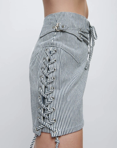 Shop Re/done 70s Lace Up Skirt In Railroad Stripe