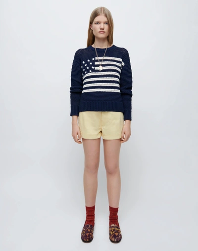 Re/done Cotton Trouser Shorts In Washed Buttercream