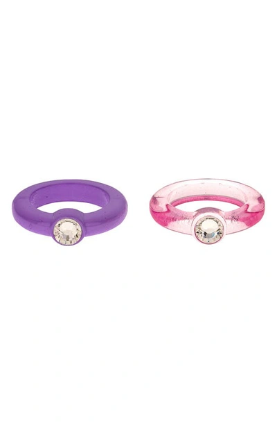Shop Ettika Set Of 2 Purple & Pink Resin Rings