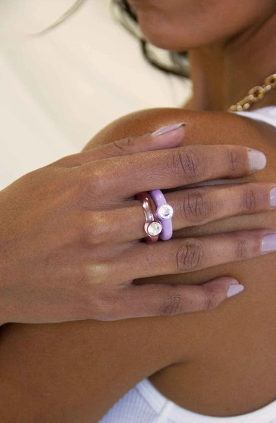 Ettika Set Of 2 Purple & Pink Resin Rings In Purple