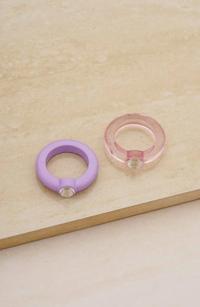 Ettika Set Of 2 Purple & Pink Resin Rings In Purple
