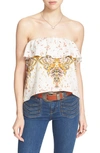 FREE PEOPLE Mixed Print Strapless Top