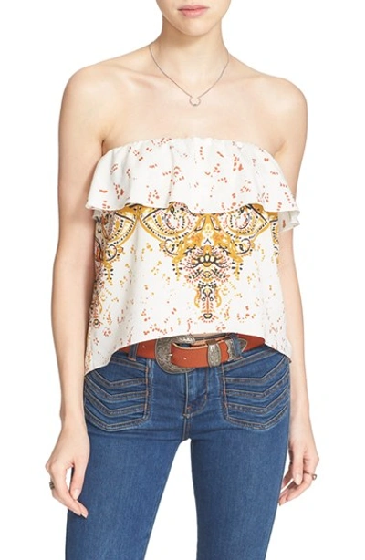 Free People Mixed Print Strapless Top In Neutral Combo