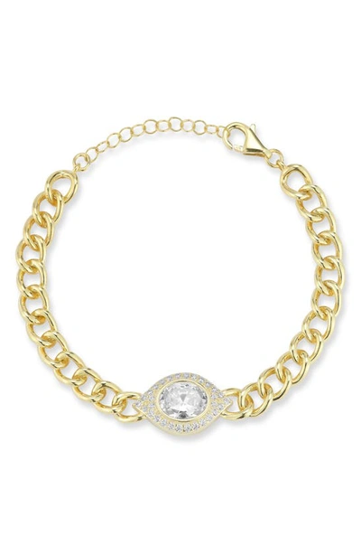 Shop Chloe & Madison 14k Gold Vermeil Cz Pavé Station Chain Link Bracelet