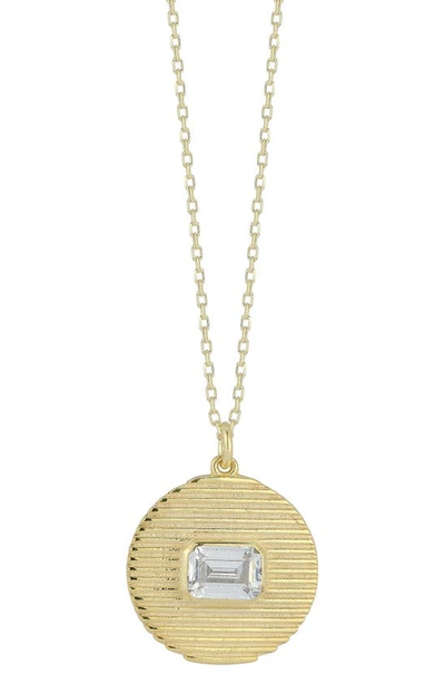 Shop Chloe & Madison Cubic Zirconia Disc Pendant Necklace In Gold