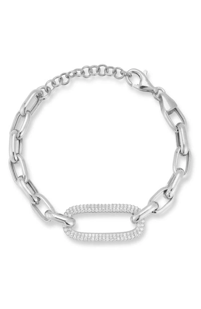 Shop Chloe & Madison Cz Pavé Oval Link Chain Bracelet In Silver