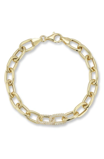 Shop Chloe & Madison Cz Pavé Open Link Chain Bracelet In Gold