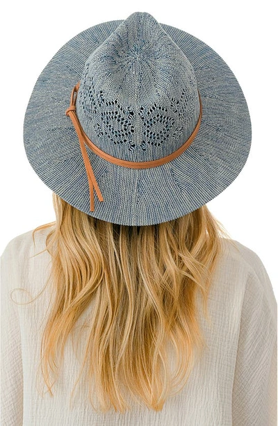 Marcus Adler Open Knit Wide Brim Panama Hat In Blue