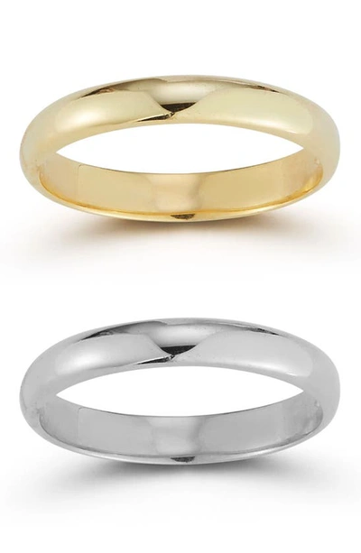 Shop Chloe & Madison Chloe And Madison Set Of 2 Rhodium Plated & 14k Gold Plated Sterling Silver Rings In Gold Silver