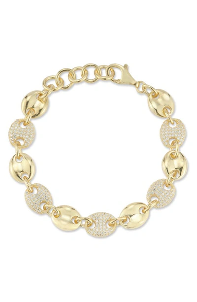 Shop Chloe & Madison Sterling Silver & Cz Mariner Link Bracelet In Gold