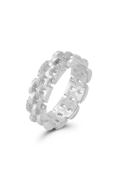 Shop Chloe & Madison Chloe And Madison Sterling Silver Cz Pavé Open Link Ring