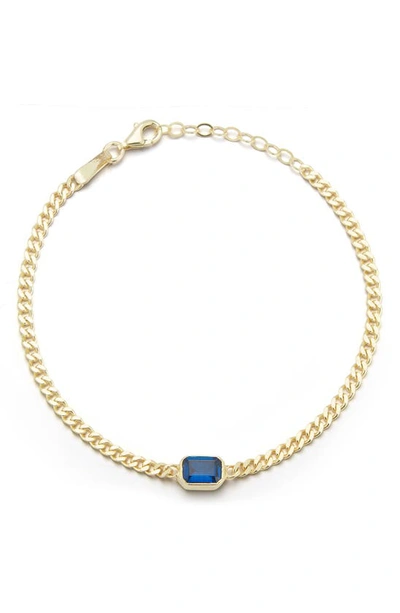 Chloe & Madison 14k Gold Vermeil Curb Link Cz Solitaire Bracelet In Gold