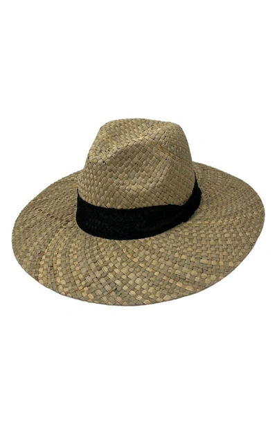 Shop Marcus Adler Ribbon Band Straw Panama Hat In Black/ Beige