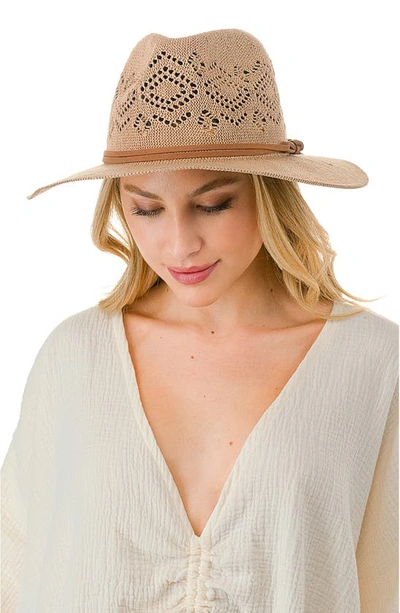 Shop Marcus Adler Open Knit Wide Brim Panama Hat In Dark Tan