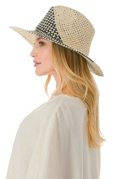 Shop Marcus Adler Two-tone Straw Panama Hat In Natural/ Black