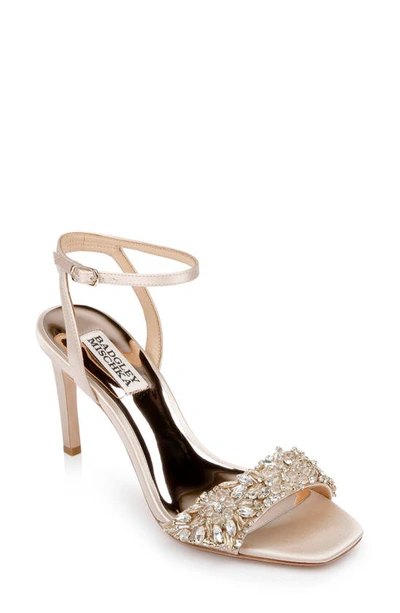 Shop Badgley Mischka Rider Embellished Ankle Strap Sandal In Nude