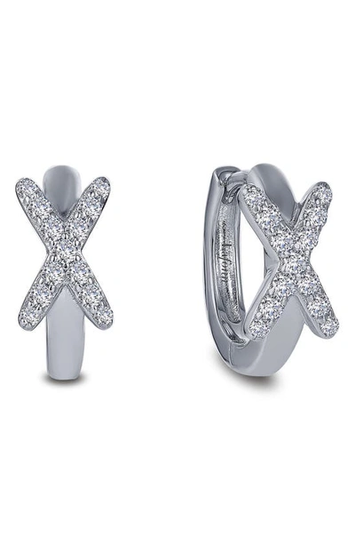Shop Lafonn Pavé Simulated Diamond X Huggie Hoop Earrings In White