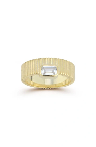 Shop Chloe & Madison Chloe And Madison 14k Gold Plated Sterling Silver & Cz Ring
