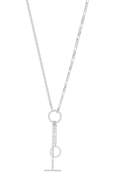 Shop Chloe & Madison Cubic Zirconia Y-necklace In Silver