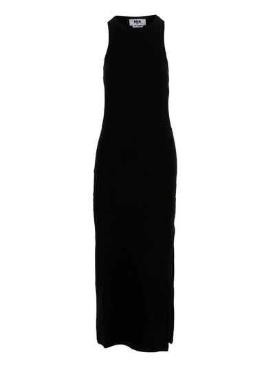 Shop Msgm Cut Out Midi Dress In Black