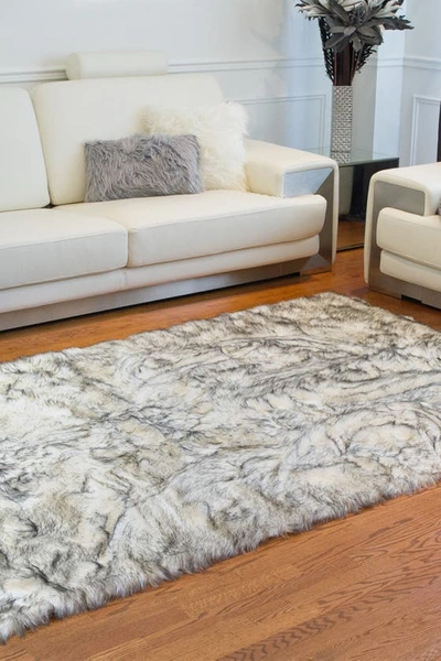 Luxe Hudson Faux Sheepskin Rug/throw In Gradient Grey