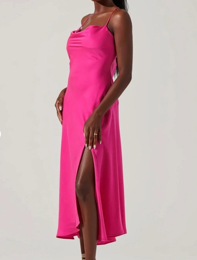 Shop Astr Gaia Midi Dress In Fuchsia In Pink