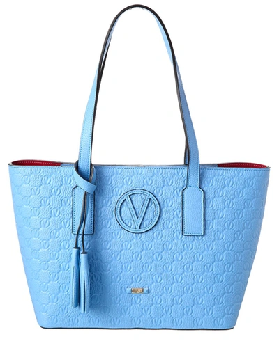 Shop Valentino By Mario Valentino Prince Medallion Leather Tote In Blue