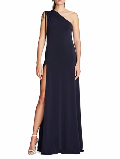 Shop Halston Heritage Dana Jersey Gown In Navy In Blue