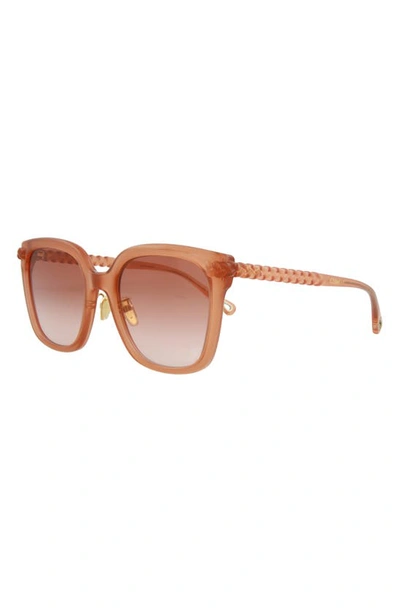 Chloé Core 56mm Square Sunglasses In Tan Tan Orange