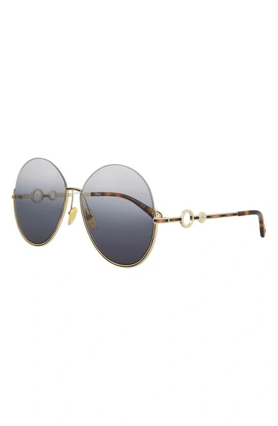 Chloé 61mm Oversized Sunglasses In Gold Gold Blue