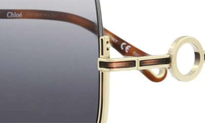 Shop Chloé 61mm Geometric Sunglasses In Gold Gold Blue