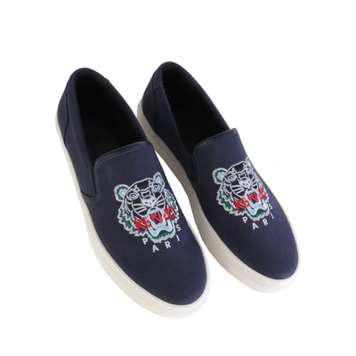 Shop Kenzo Icon Tiger Slip-on Men's Sneakers In Blue