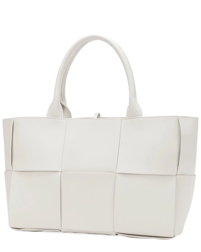 Shop Tiffany & Fred Woven Smooth Leather Tote In White