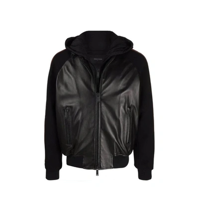 Shop Dsquared2 Leather Bomber Jacket In Black