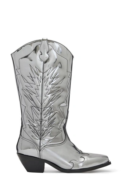 Shop Allsaints Kacey Western Boot In Silver