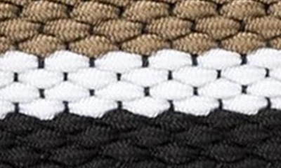 Shop Hugo Boss Stripe Woven Belt In Black/ White/ Tan