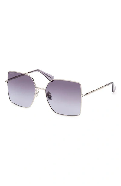 Shop Max Mara 59mm Gradient Butterfly Sunglasses In Shiny Palladium/grad Blue