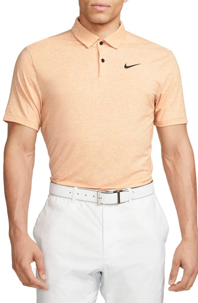 Shop Nike Dri-fit Heathered Golf Polo In Monarch/ Black