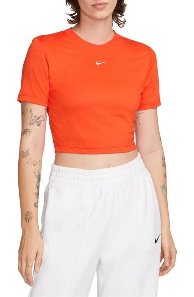 Shop Nike Sportswear Essential Slim Crop Top In Picante Red